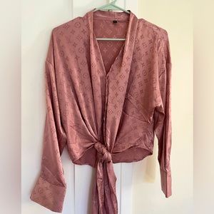 LV Satin Tie Front Top